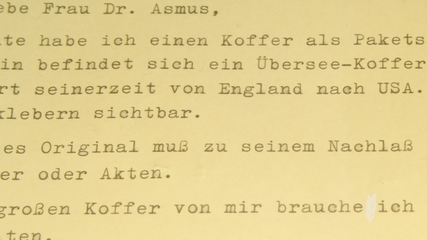 Ausschnitt aus einem maschinenschriftlichen Brief von Irene Nielsen an das Deutsche Exilarchiv 1933-1945.