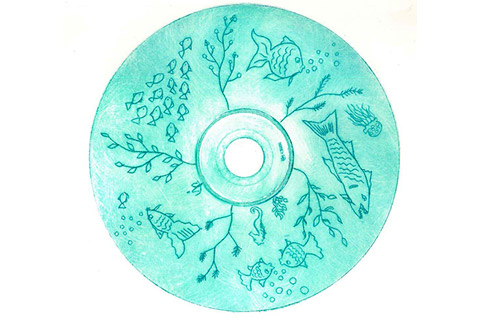 Druck von einer CD als Druckform, Motiv: Unterwasserwelt