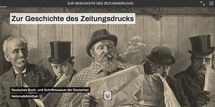 Startseite der virtuellen Ausstellung „Zur Geschichte des Zeitungsdrucks“