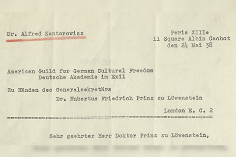 Auszug eines Briefes von Alfred Kantorowicz an Hubertus Friedrich Prinz zu Löwenstein