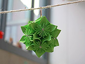 Green fleurogami flower with rhinestones 