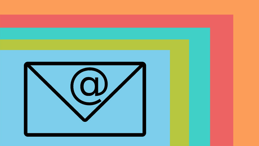 Briefumschlag und E-Mail Symbol auf den Bereichsfarben der Website (Grafik)