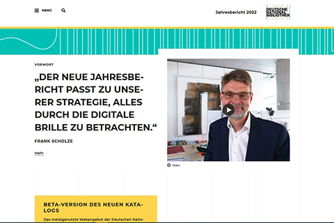 Startseite des Digitalen Jahresberichts der Deutschen Nationalbibliothek 2022