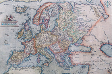 Europe depicted by Antwerp cartographer Abraham Ortelius in 1595