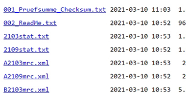 Screenshot of the file directory