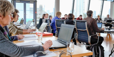 Working atmosphere at the meeting of one of the standardisation committees in the meeting room of the German National Library in Frankfurt am Main