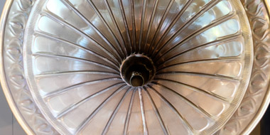 Detail of the horn of a horn gramophone